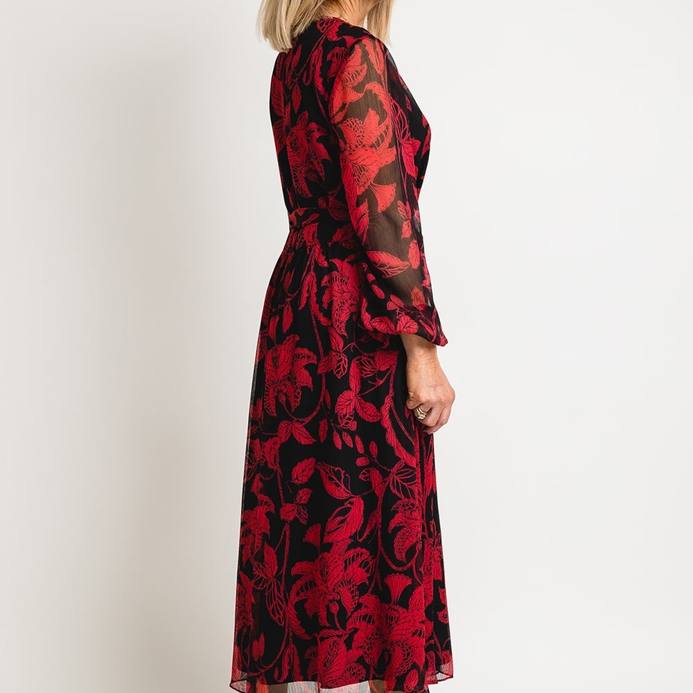 Ted Baker Hadlee Floral Belted Midi Dress Size 6 (Fits Like A US14/16)